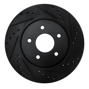 Infiniti QX50 Brake Rotor (1) - Rear Right - R1 Concepts - Drilled & Slotted - Black - `19-`24